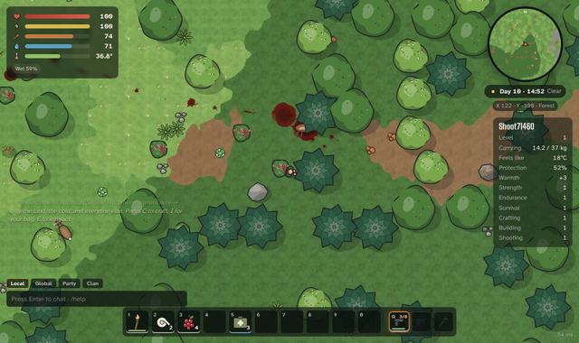 A wounded deer leaves a trail of blood to follow.